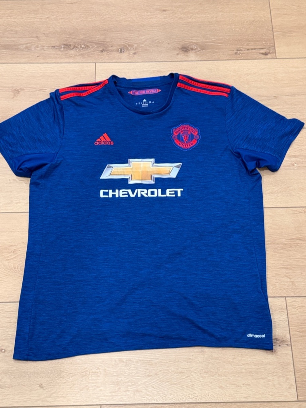 Adidas Kids Manchester United Blue & Red Training Tee